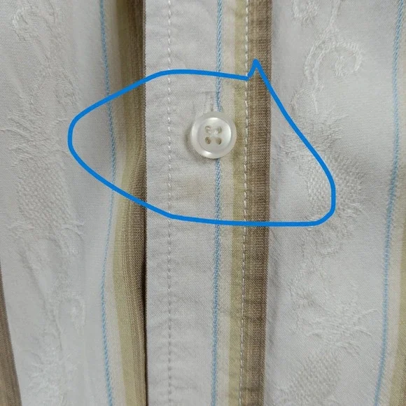 Tommy Bahama Mens Silk Blend Striped Long Sleeve Dress Shirt FLAW - Size XL - Picture 6 of 16